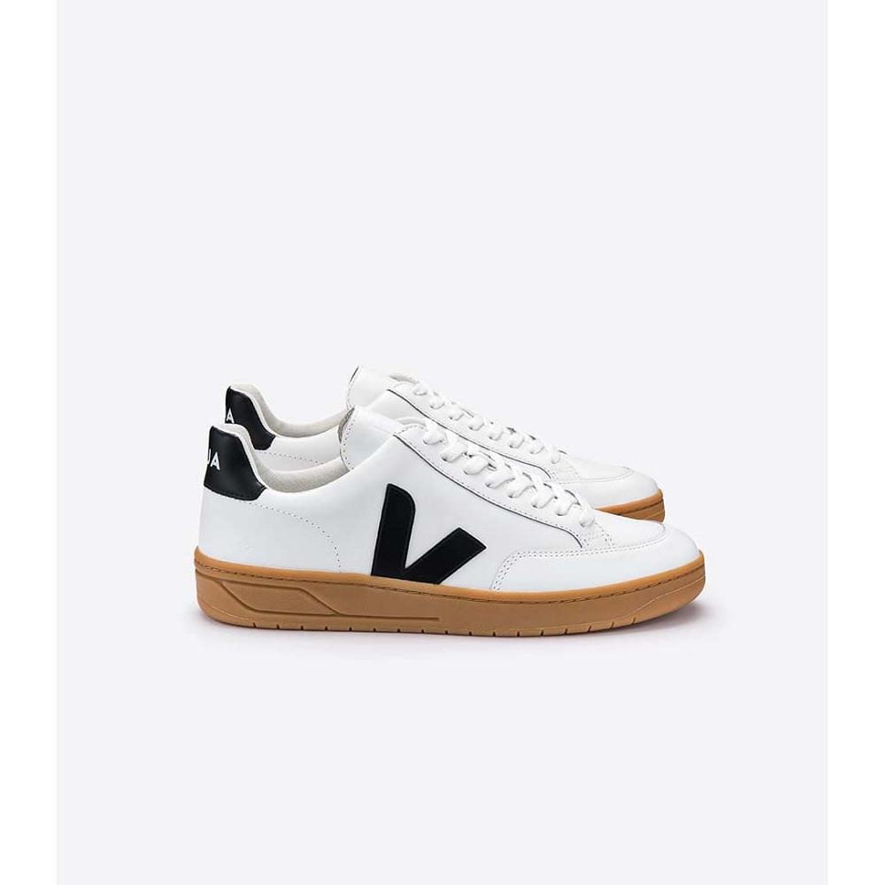 Αθλητικά Παπούτσια γυναικεια Veja V-12 LEATHER White/Black/Beige | GR 670LIS